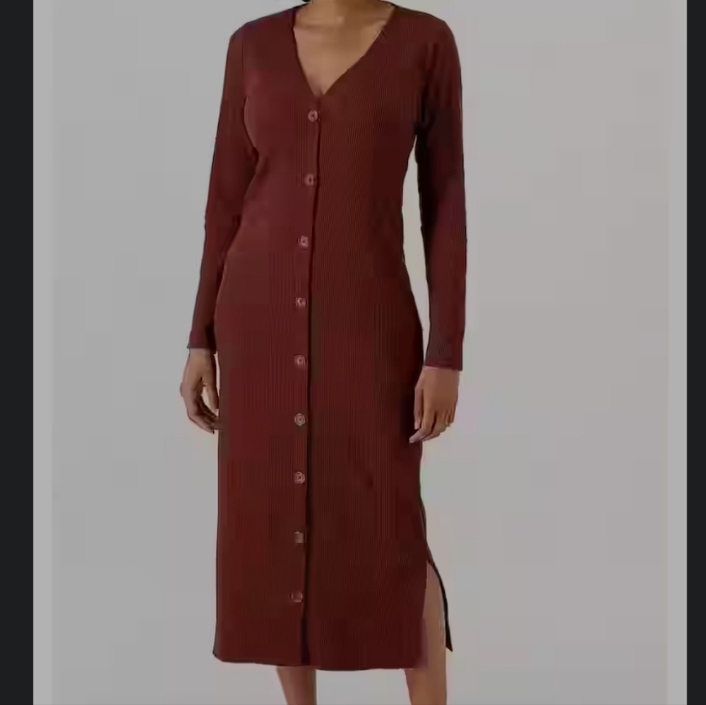 Candace Cameron Bure Feminine Casual Long Sleeve Button Front Midi Dress 1X